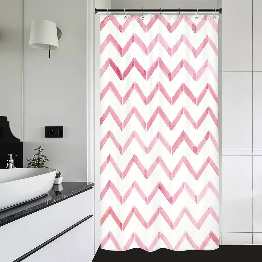 Pink Chevron Shower Curtain